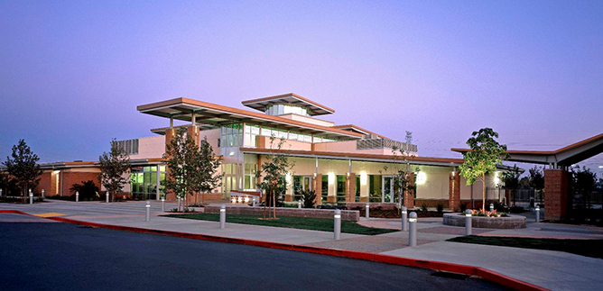 Martha Riley Library and UEC buildings in Roseville